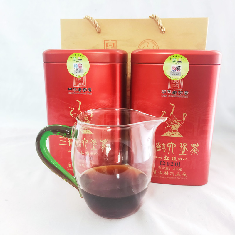 三鹤红罐2020广西六堡茶中华老字号特级黑茶祛湿200g梧州特产