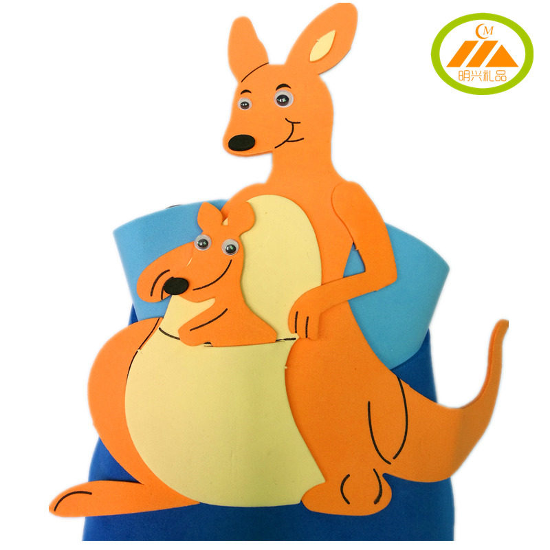 母子袋鼠头饰帽子纪念品动物头套面具幼儿园儿童聚会装饰帽子