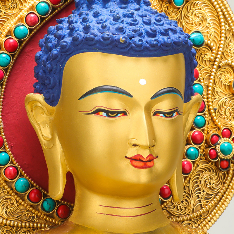 药师如来琉璃光供奉密宗背光金背光全鎏手工纯铜摆件