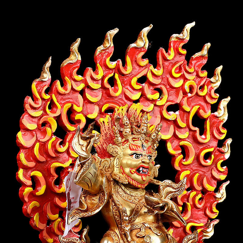 尼泊尔佛像二臂玛哈嘎拉密宗纯铜手工艺黑袍金刚8寸居家供奉摆件