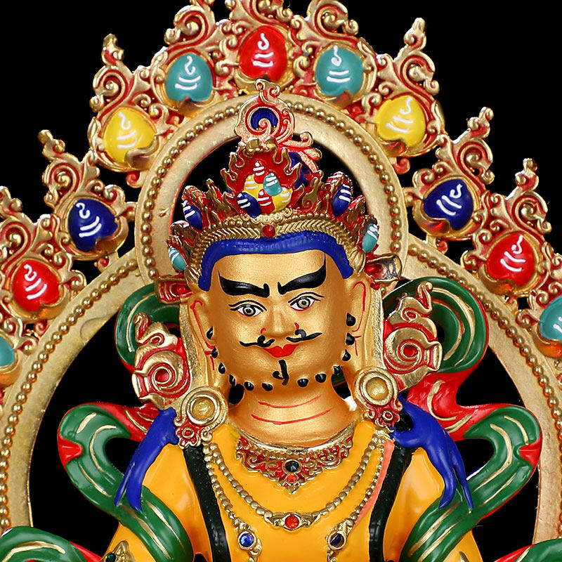 佛像黄财神财神居家供奉纯铜彩绘财神爷佛台摆件摆件