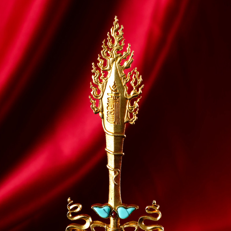 文殊剑摆件密宗纯铜镶嵌彩珠文殊智慧智慧宝宝剑摆件