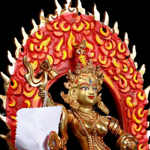 尼泊尔佛像玛吉拉尊佛母纯铜手工鎏金8寸密宗空行母居家供奉摆件