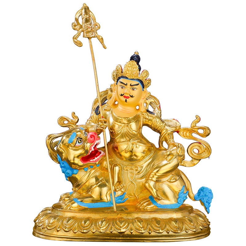 财宝天王佛像精工纯铜光面西藏佛具神佛像摆件仿尼泊尔全鎏金7寸