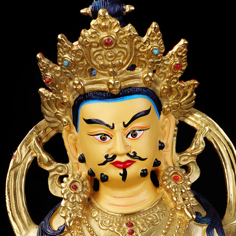 密宗纯铜 黄财神赞巴拉佛像 西藏仿尼泊尔全鎏金家用供奉摆件10寸