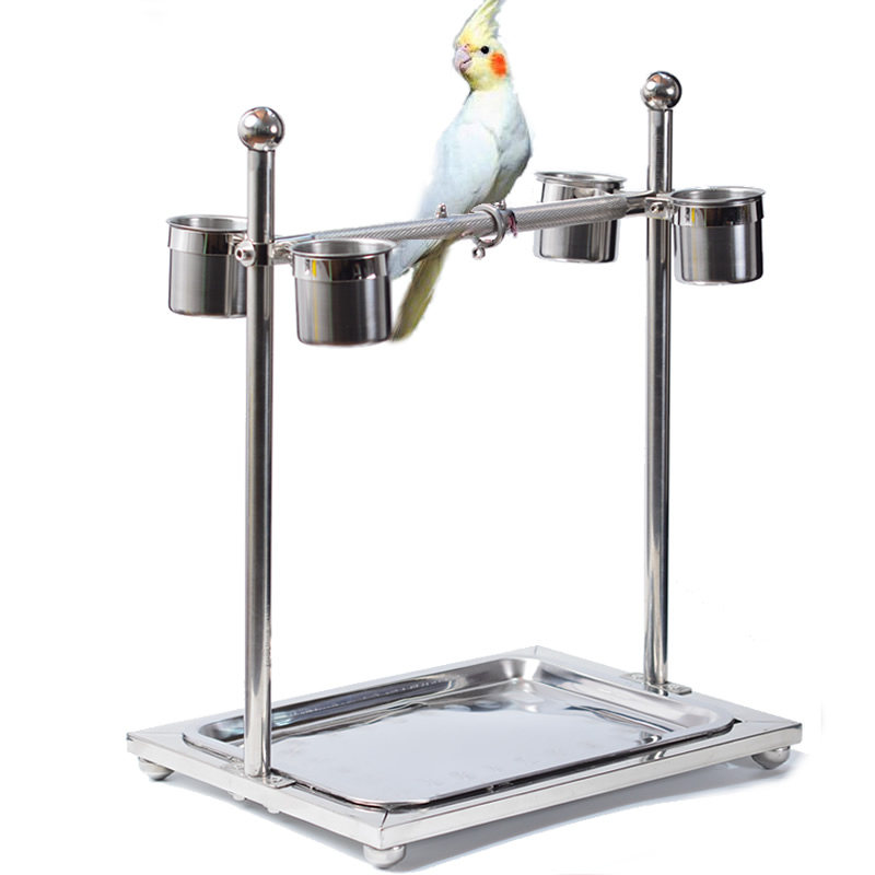不锈钢鹦鹉站架大中小型鹦鹉鸟架子鹩哥训练虎皮牡丹玄凤脚环脚链