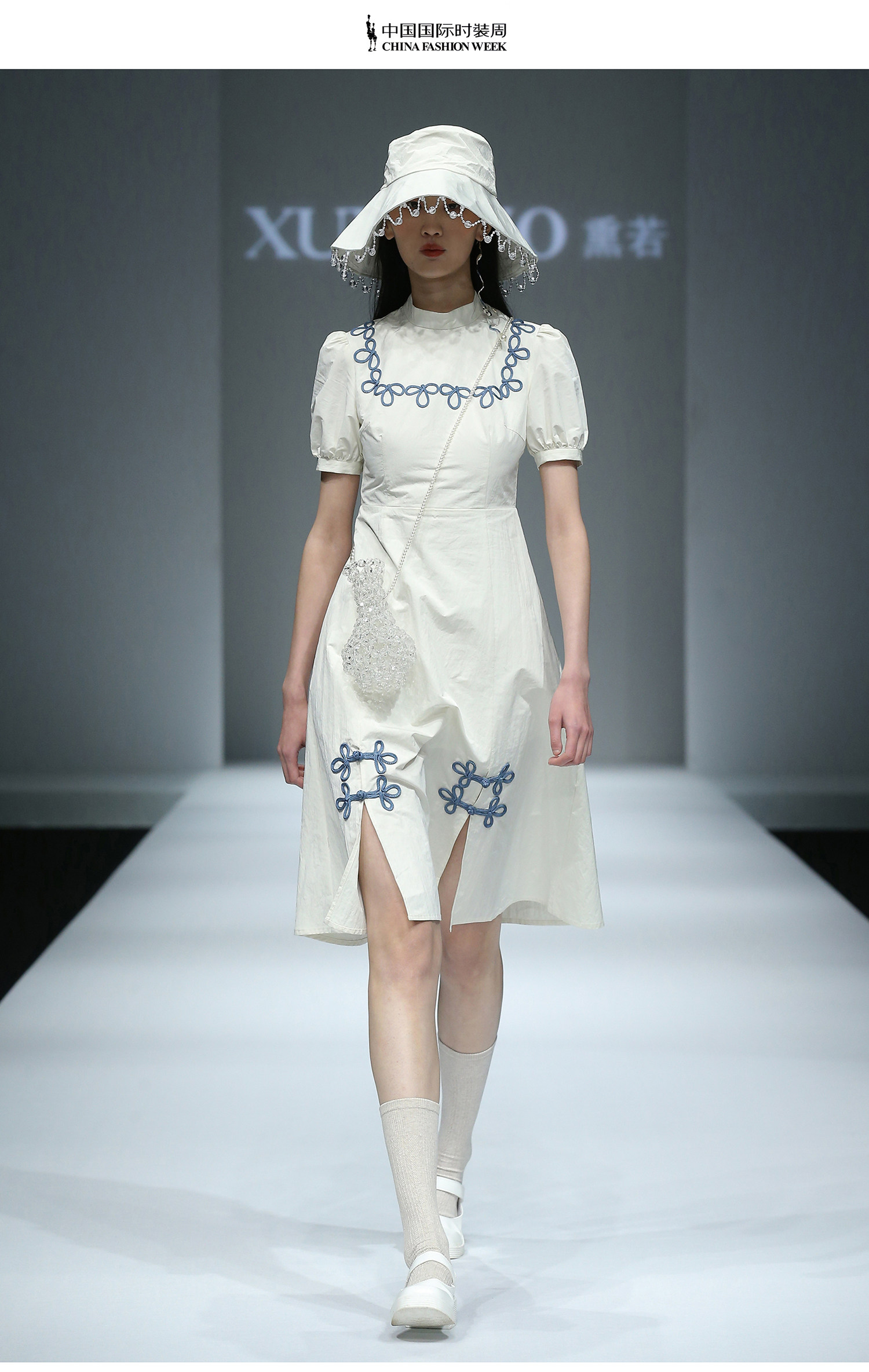 xunruo熏若原创设计走秀款水晶珠链装饰手工帽子帽子