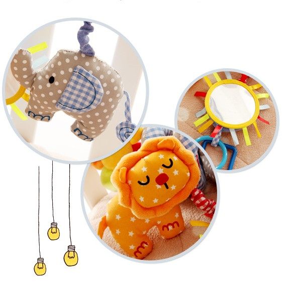 婴儿法国狮子小象音乐床绕多功能外贸出口毛绒玩具公仔娃娃