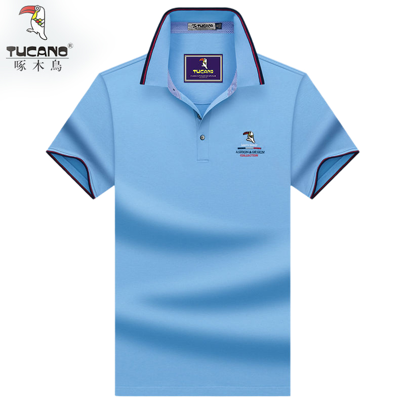 啄木鸟男士短袖t恤夏季中青年时尚商务休闲薄款纯棉半袖翻领polo