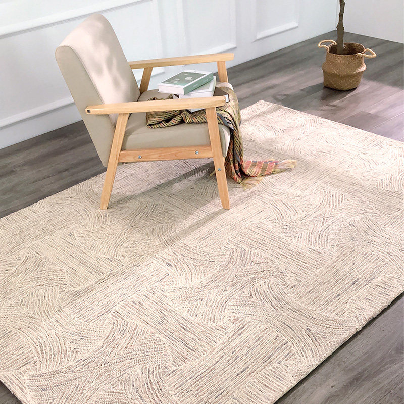 印度进口手工编织地毯简约羊毛卧室毯子客厅地毯