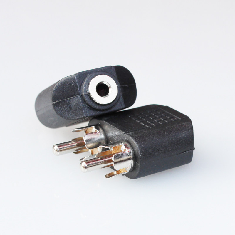 35一分二音频莲花转换头rca双莲花公转35母对接头电脑音响插头