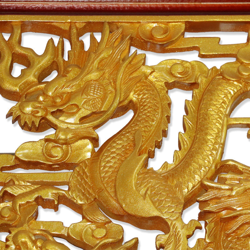 东阳木雕 九龙戏珠 风水挂件玄关挂屏龙挂件立体雕刻