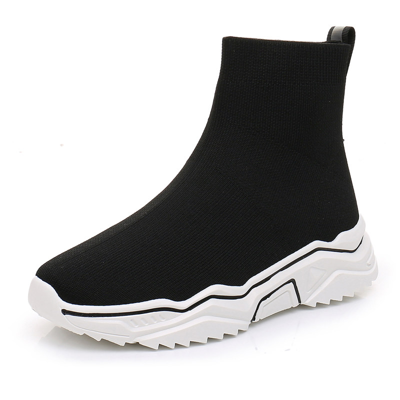 高帮弹力弹力袜袜子鞋女ins超火2021新款百搭高帮鞋