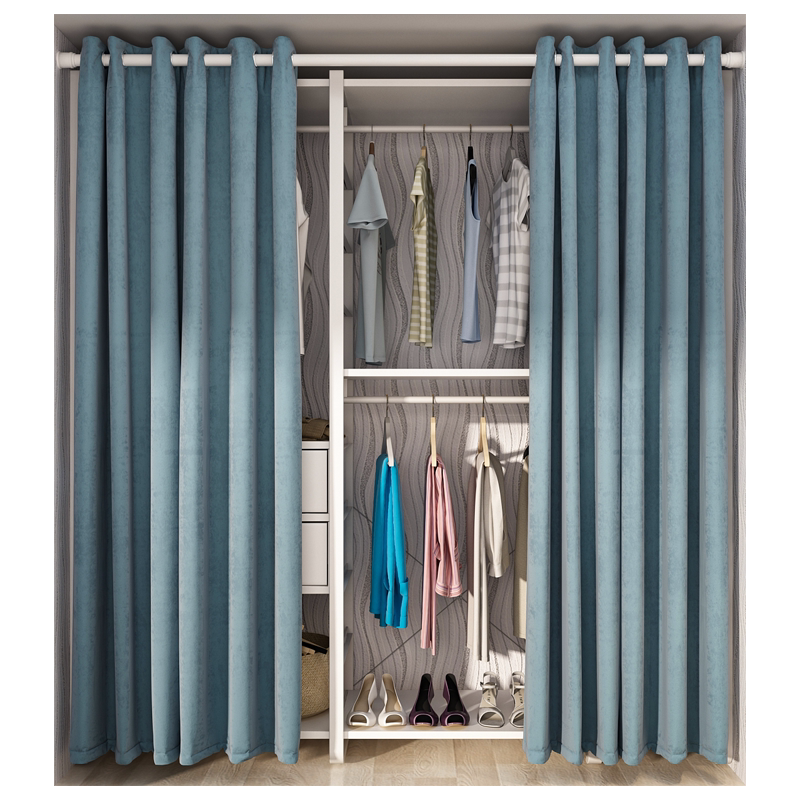 开放式衣帽间防尘帘挡遮丑遮挡拉帘轨道布帘打孔门帘