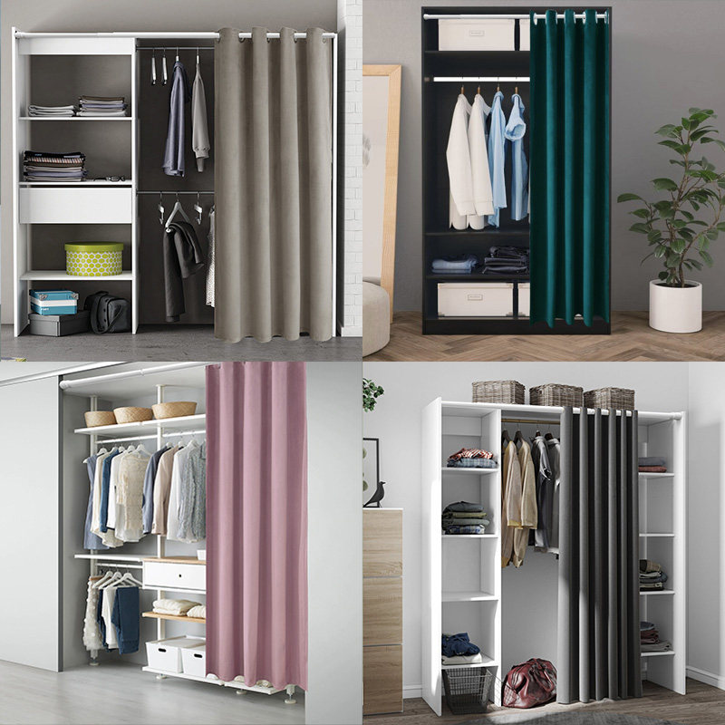 开放式衣帽间防尘遮挡衣柜门帘轨道柜子拉帘布帘门帘