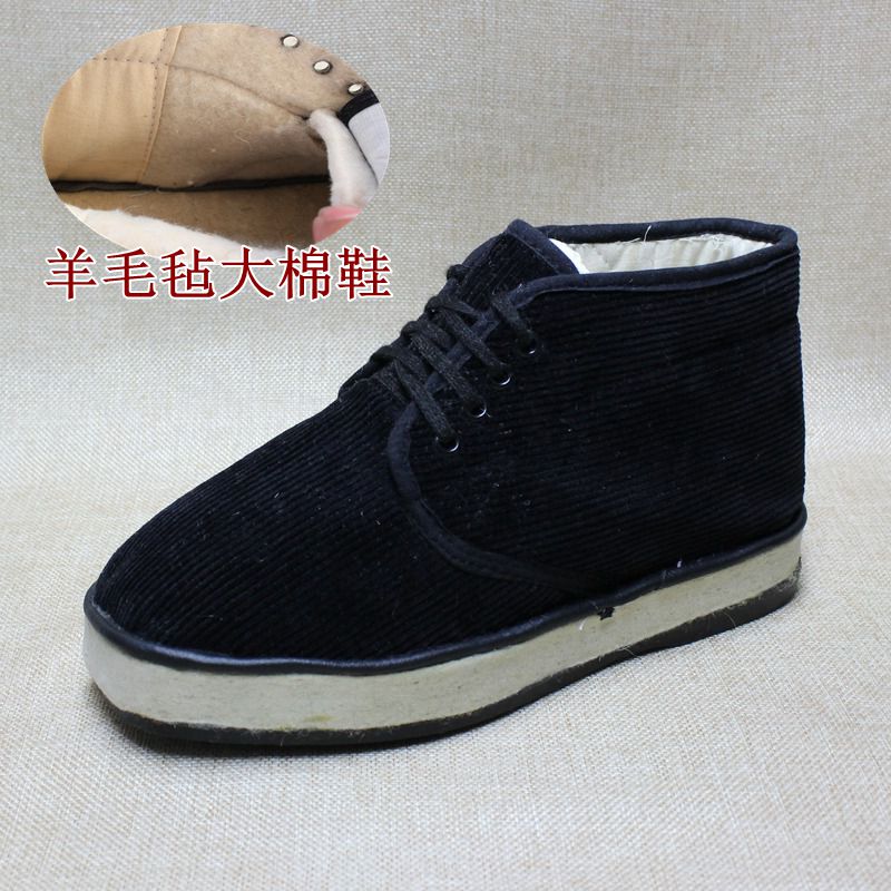 棉鞋冬季东北传统手工上线海拉尔羊毛毛毡厚底高帮鞋