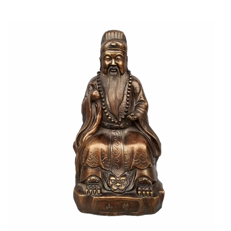 铜器黄铜山神土地爷山神铜像城隍爷家居供奉神像摆件