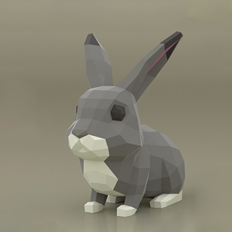 立体可爱可爱兔兔子3d几何折纸模型雕刻构成其他类型纸模