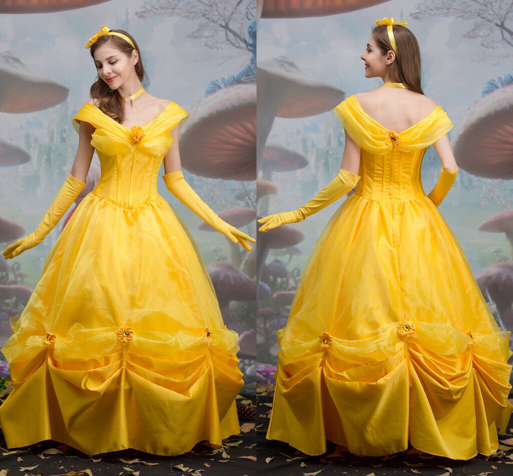 万圣节服装贝儿公主连衣裙舞台演出服金公主长裙套装民族服装