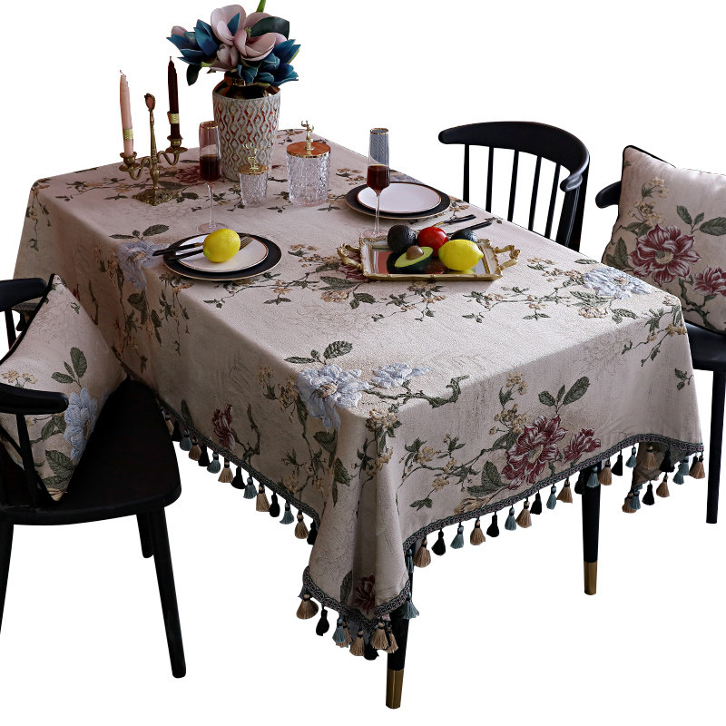 欧式餐桌桌布饭桌长方形布艺高档西餐台布刺绣桌布