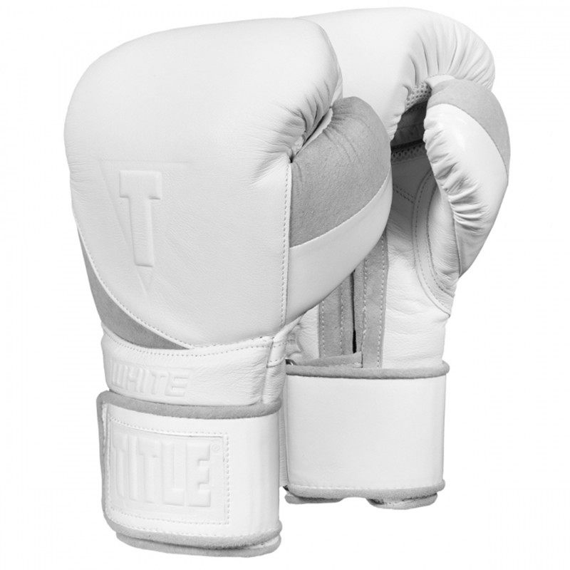 拳击拳击手手套美国title高端系列纯白色纯皮翻毛拳击手套