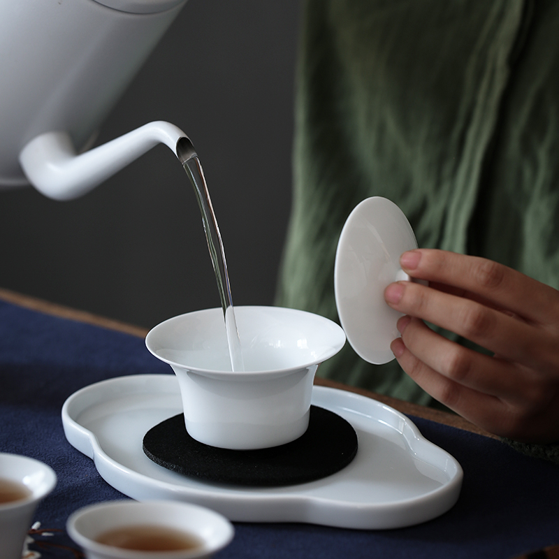 德化陶瓷泡茶小号三泡防烫家用茶具白瓷功夫茶盖碗