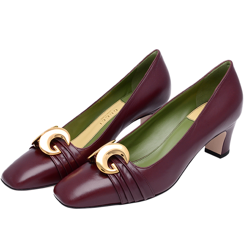 荷兰直邮gucci古驰新款女士双g扣时尚休闲高跟鞋女鞋565600
