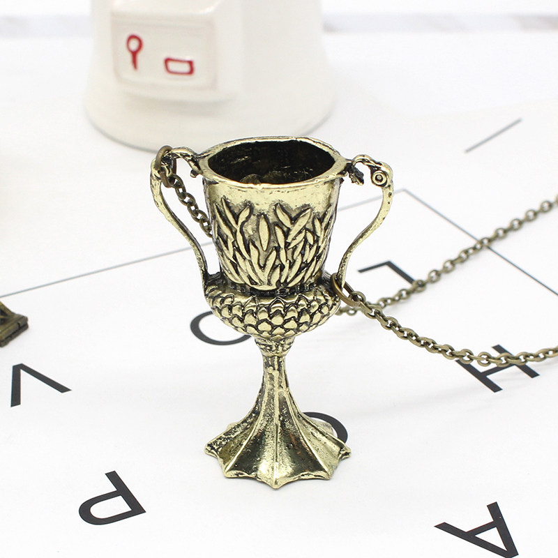 欧美电影饰品哈利波特周边赫奇帕奇杯圣杯复古合金项链项链