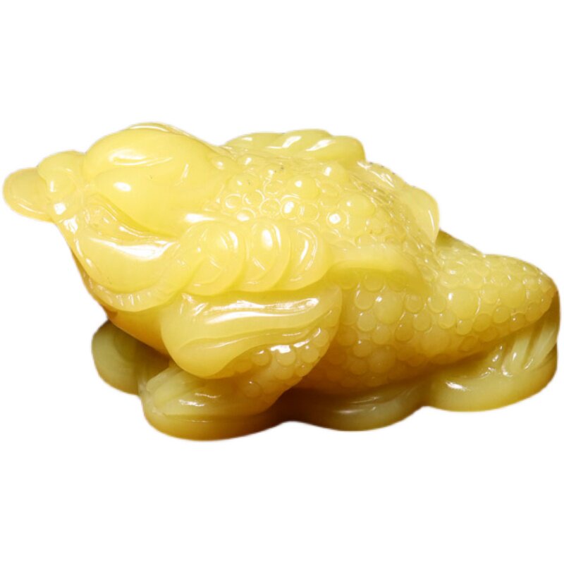 方言精品和田辽宁老熟岫玉鸡油黄玉巧雕三足手饰