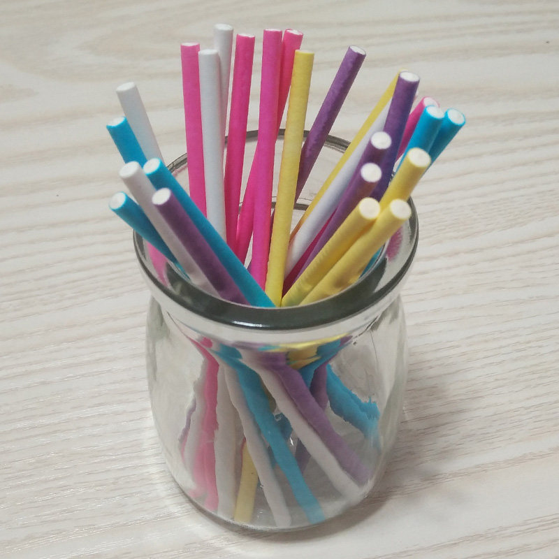 食品级diy烘焙棒棒糖棍子彩色实心棒巧克力棒糖果棒纸棍彩签100根