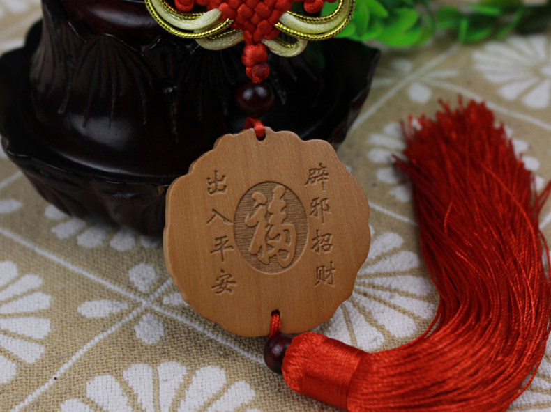 桃木开光天师钟馗钥匙扣项坠汽车挂件辟邪消灾木雕