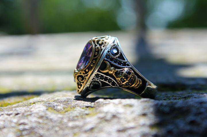 土耳其代购topaz手作复古中世纪精致托帕石宝石水滴戒指手链定制