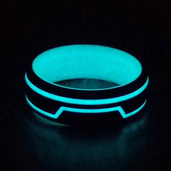 美国代购glowing手作个性科幻方波发光蓝绿绿色戒指