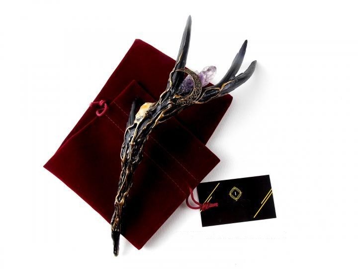 美国代购wild手作复古狂野狩猎紫水晶黄水晶鹿角cosplay配件