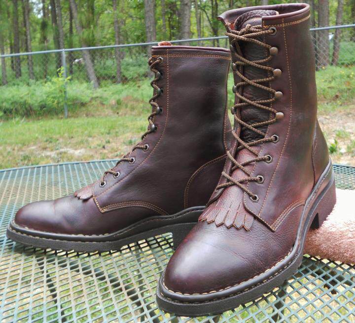 vintage美国代购古着1990s复古棕色西部牛仔系带短靴时装靴