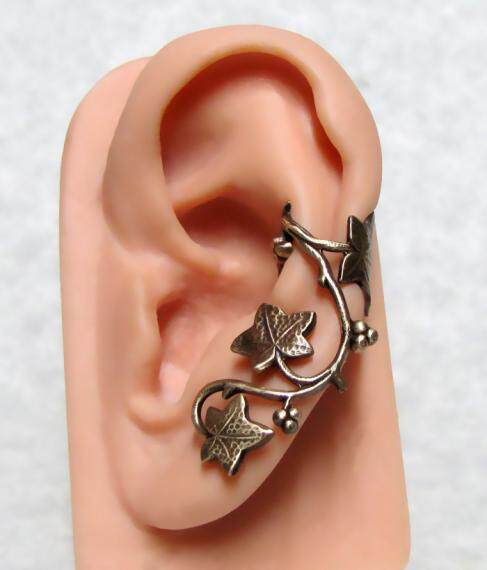 美国代购forest手作浪漫美丽别致雕刻森林常春藤耳夹