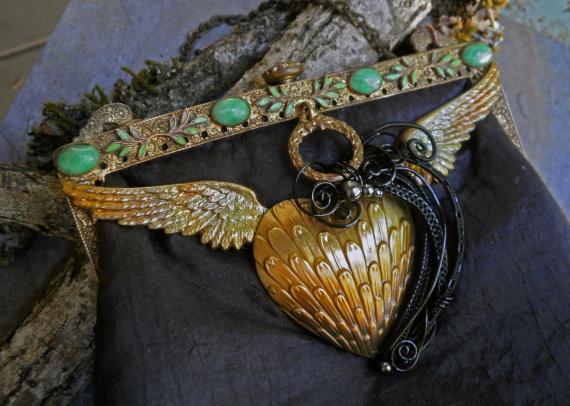 gothic美国代购手作复古哥特蒸汽朋克翅膀装饰创意零钱包