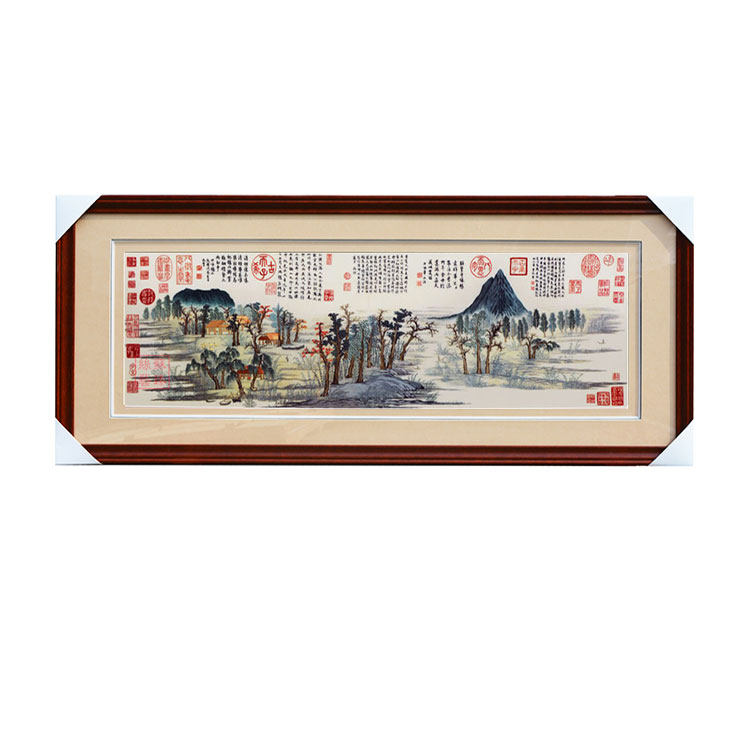 苏绣成品挂画富春山居图苏州纯手工刺绣客厅装饰画古山水书房中式