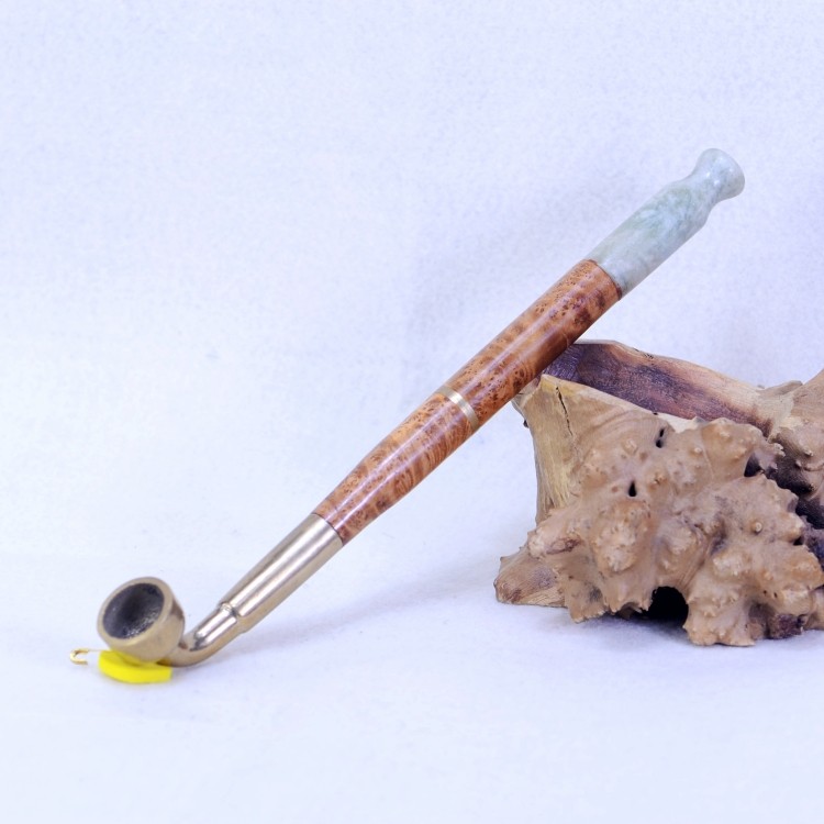 天然传统纯铜黄纯铜男士烟杆麻梨免漆活性炭直式烟斗