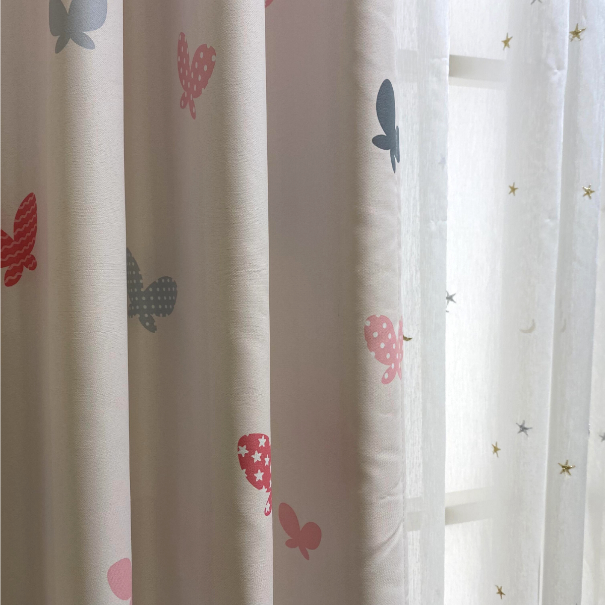 nitori飘窗遮光粉色卡通日式落地宜得儿童风儿成品窗帘