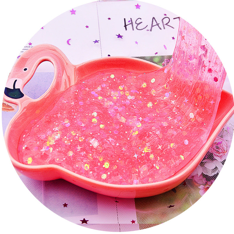 玻璃起泡喜感熊脆糖胶粉粉色脆脆史莱姆莱姆胶泥粘土