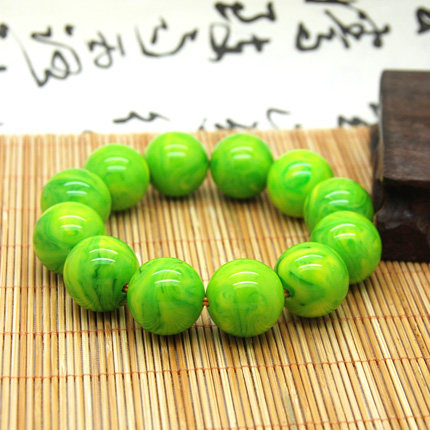 蜜蜡中东琥珀散珠翠绿色雪山手链单珠diy圆珠手饰