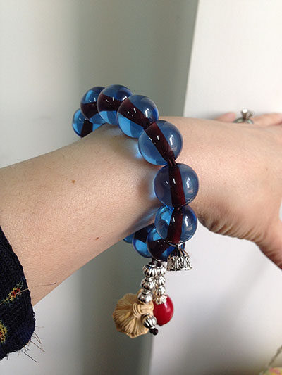 蓝珀手饰蓝精灵链子蜜蜡手琥珀手链圆珠蜜蜡手镯手饰