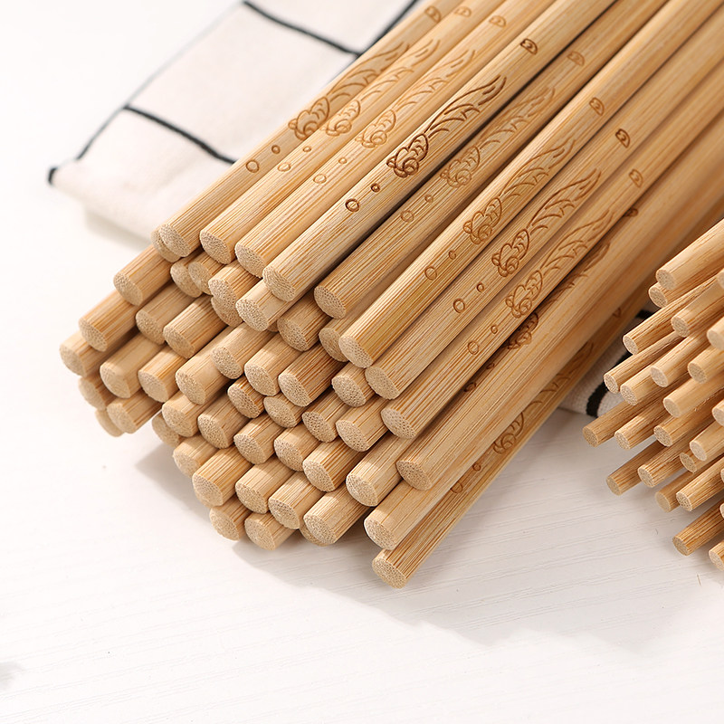 润天下竹筷子无漆无蜡家用实木筷防滑竹子木快子套装家庭装火锅筷