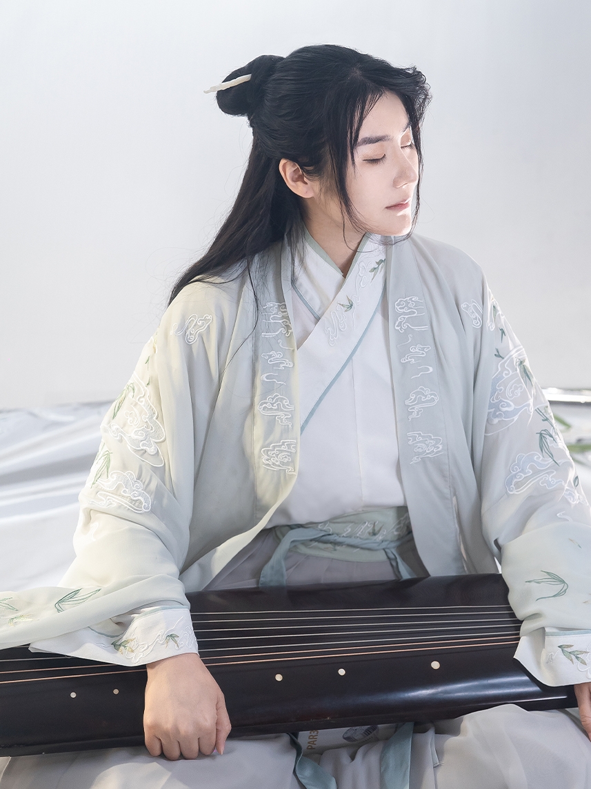 风雅司制原创设计竹里馆宋制男制交领大袖衫汉服