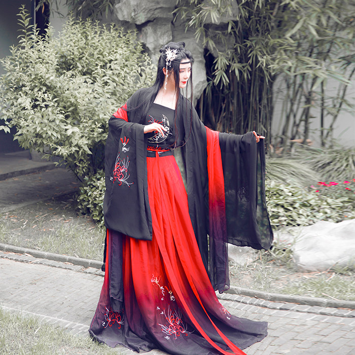 风雅司制原创现货千年祈红曼珠沙华彼岸花齐胸襦裙汉服