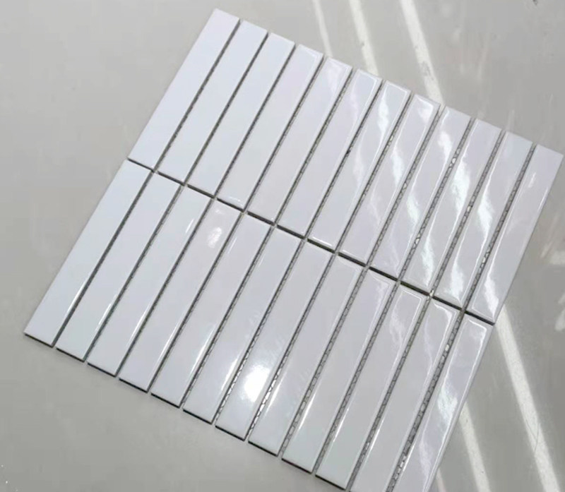 白色长条陶瓷马赛克瓷砖墙砖艺术背景墙现代简约洗手间马赛克