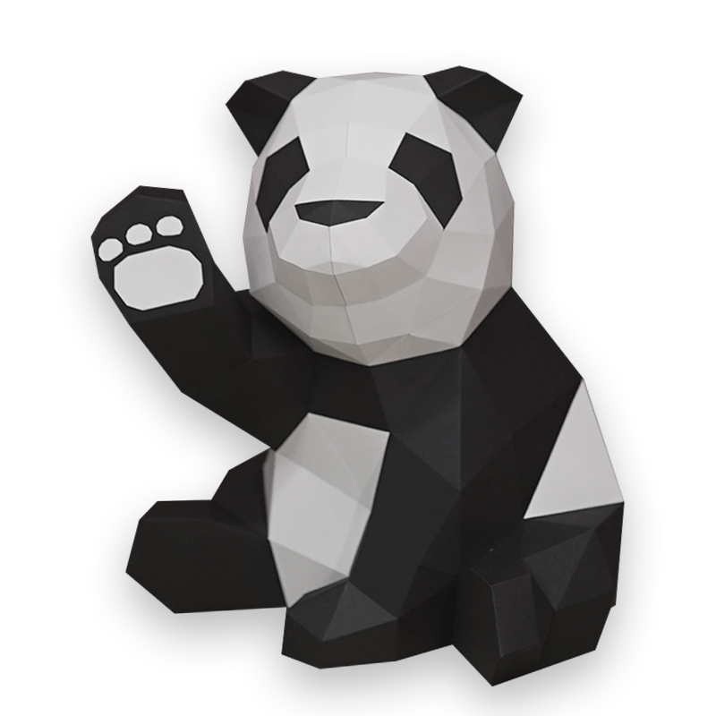 创意3d立体diy纸模击掌熊猫摆件摆件