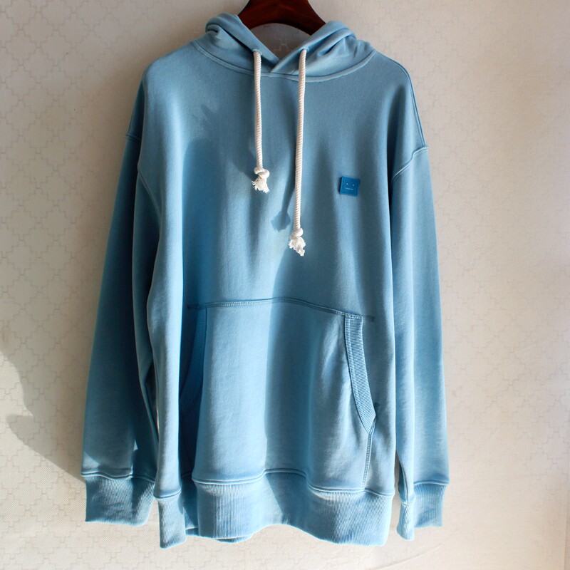 瑞典小众ac2022早春新款抽绳方块笑脸帽衫卫衣