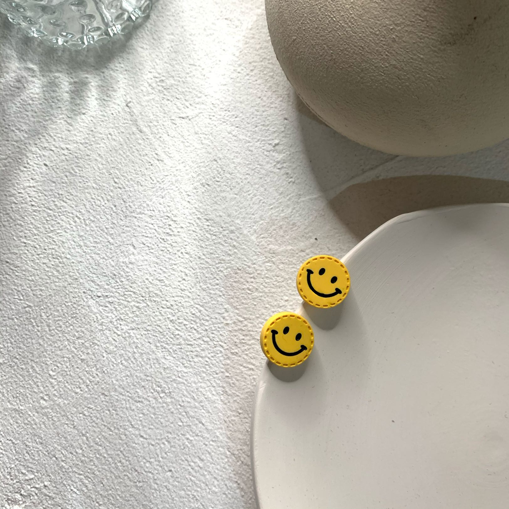百搭韩国可爱表情好心情笑脸少女微笑几何日常耳钉
